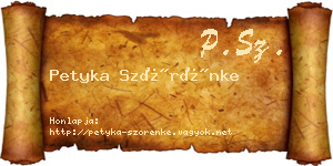 Petyka Szörénke névjegykártya